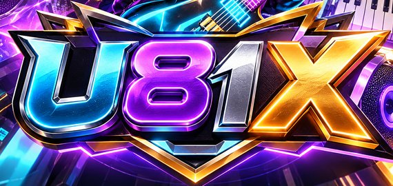 The U81X logo with beveled cyan, purple, silver and gold letters
